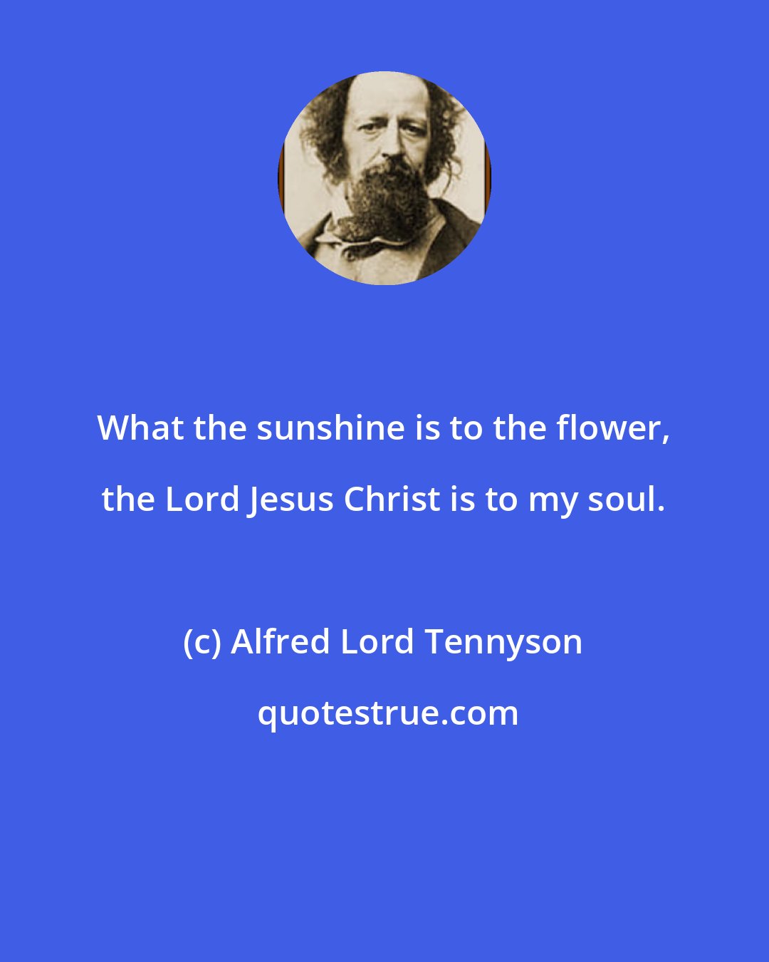 Alfred Lord Tennyson: What the sunshine is to the flower, the Lord Jesus Christ is to my soul.