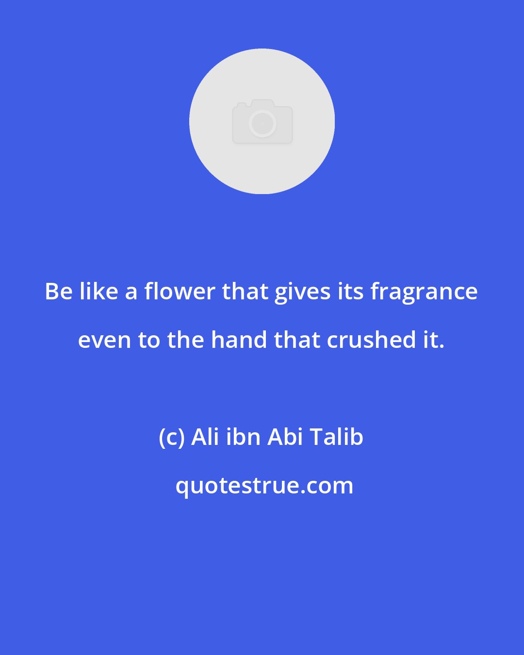 Ali ibn Abi Talib: Be like a flower that gives its fragrance even to the hand that crushed it.