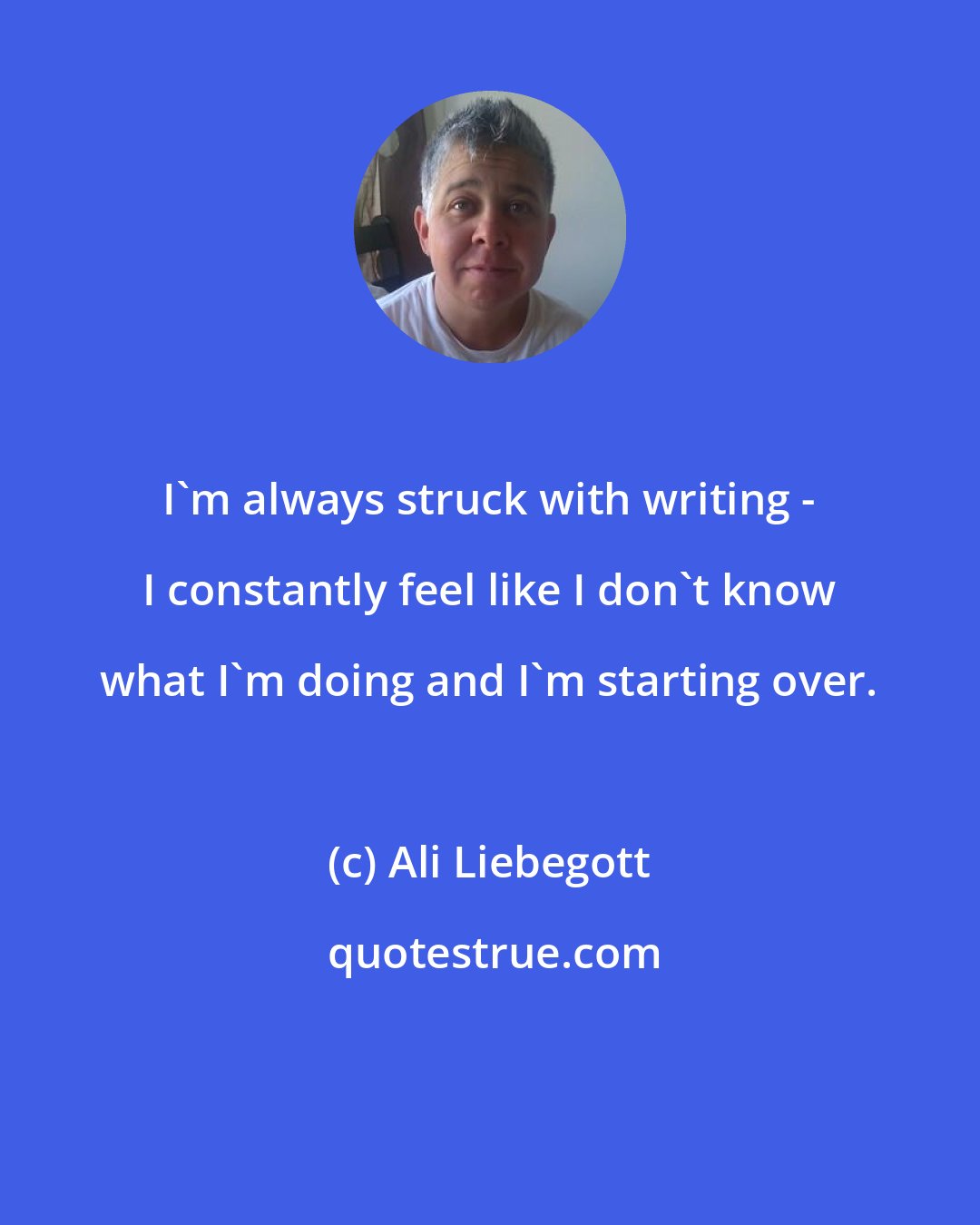 Ali Liebegott: I'm always struck with writing - I constantly feel like I don't know what I'm doing and I'm starting over.