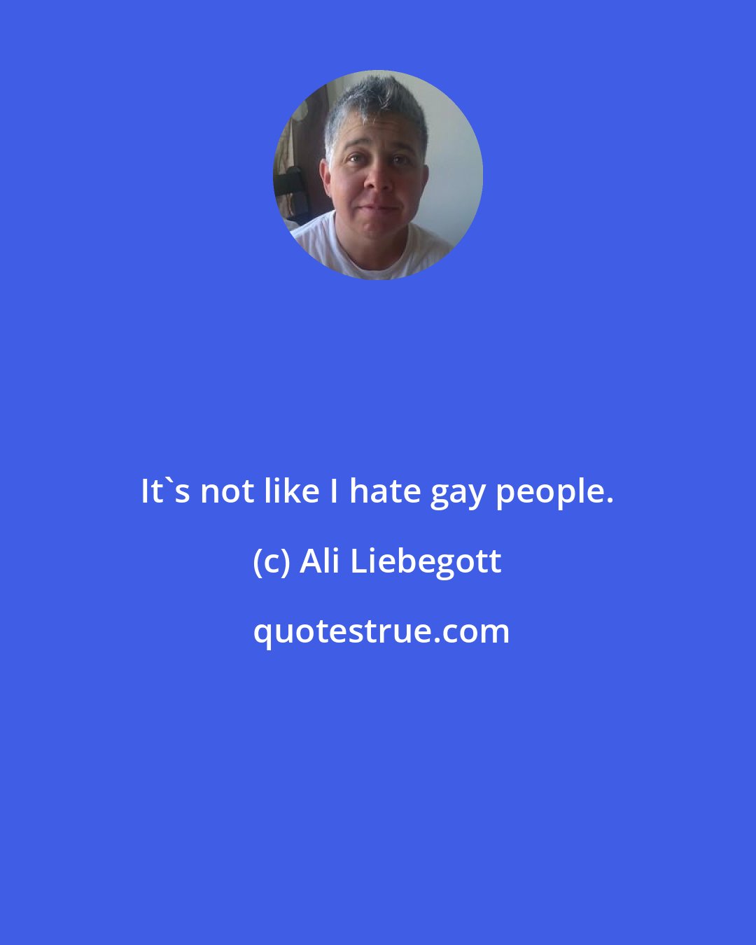 Ali Liebegott: It's not like I hate gay people.