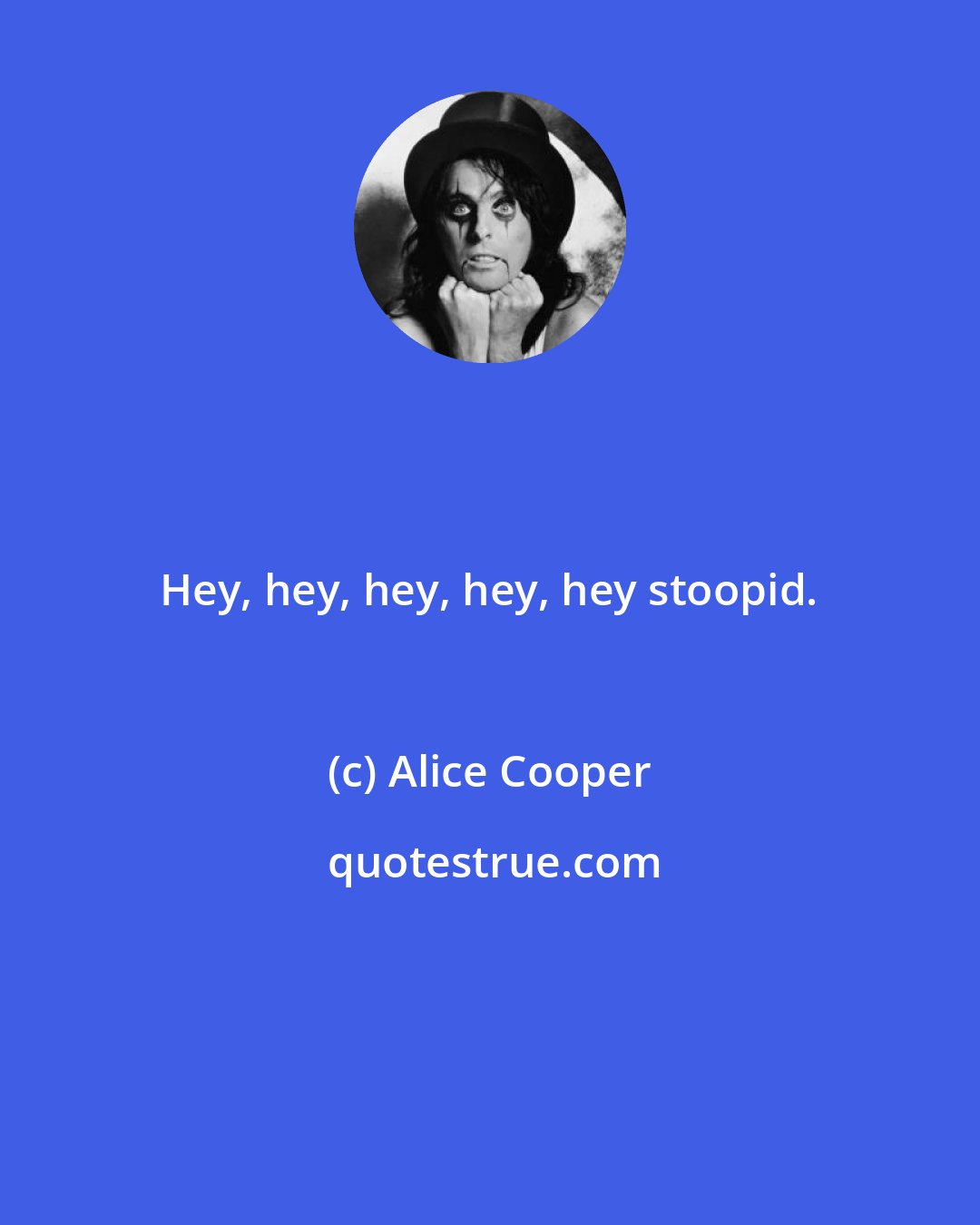 Alice Cooper: Hey, hey, hey, hey, hey stoopid.