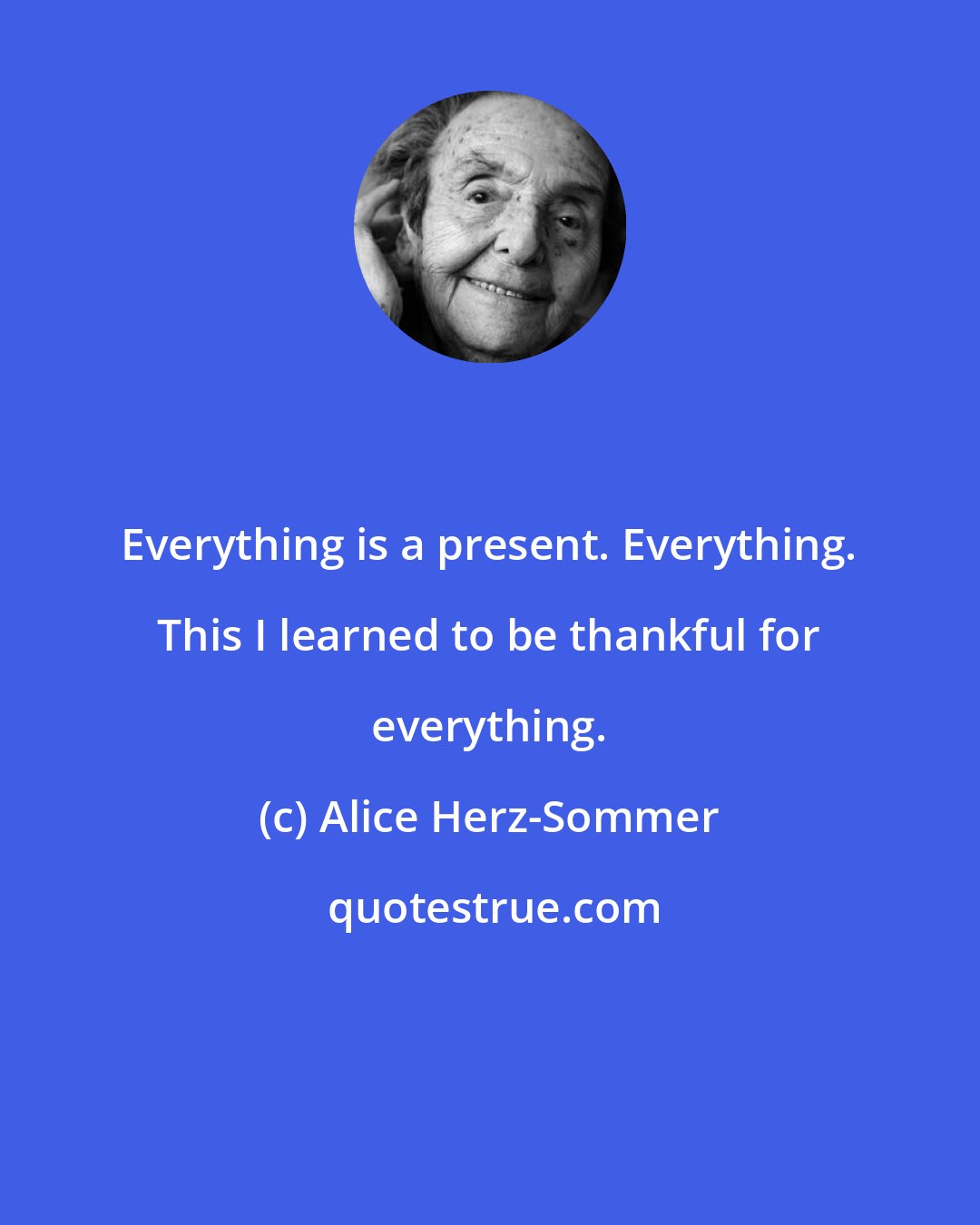 Alice Herz-Sommer: Everything is a present. Everything. This I learned to be thankful for everything.