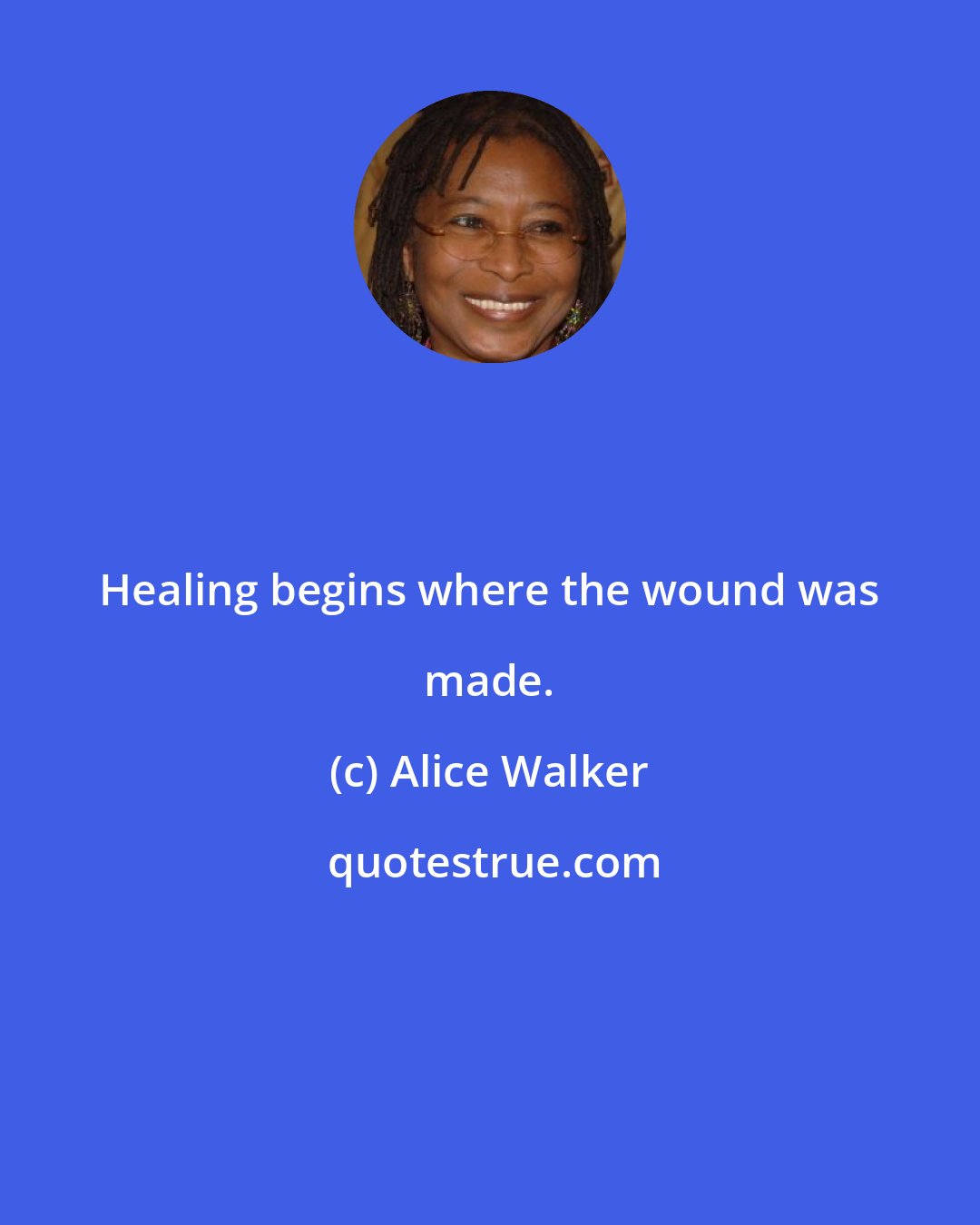 Alice Walker: Healing begins where the wound was made.
