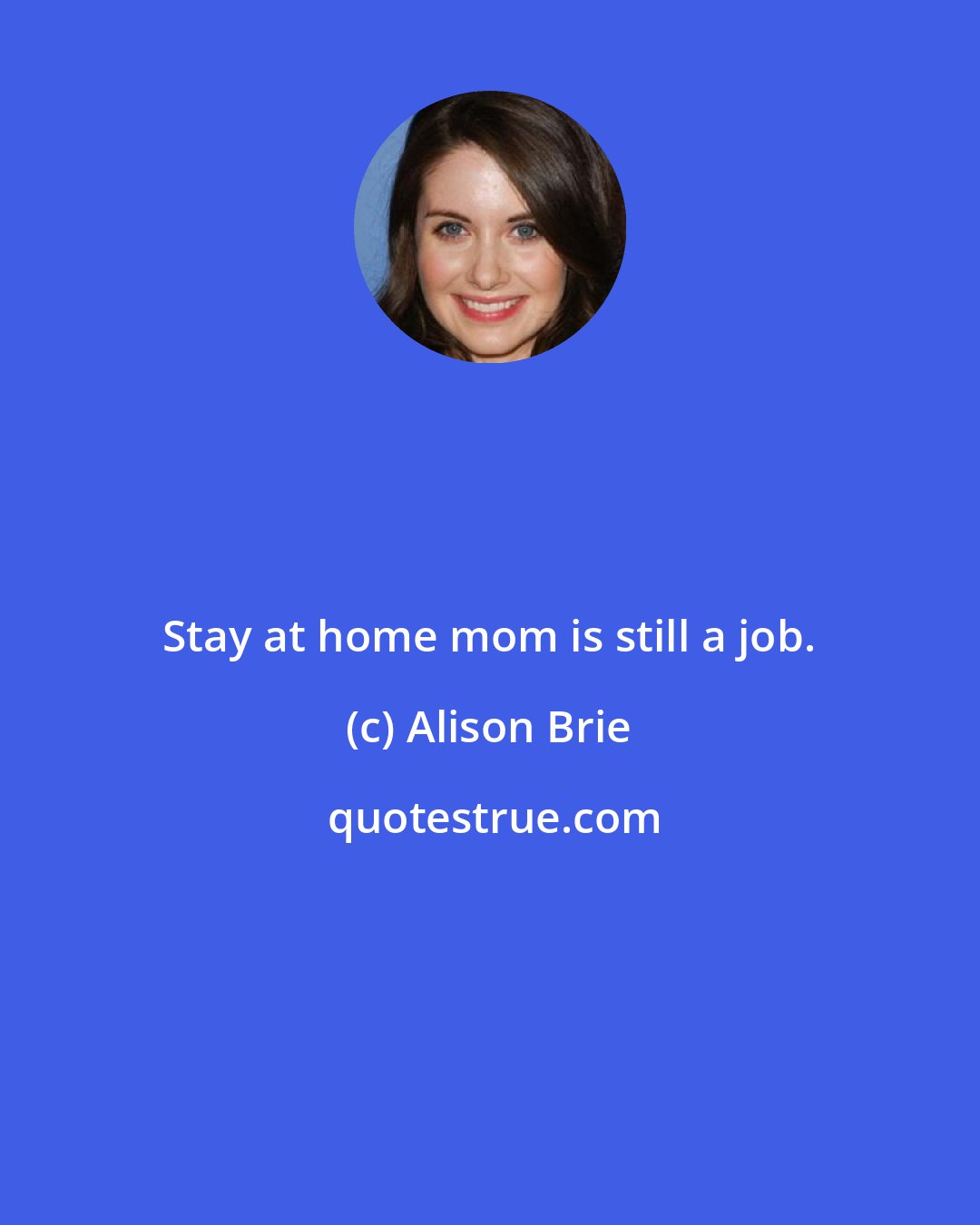 Alison Brie: Stay at home mom is still a job.