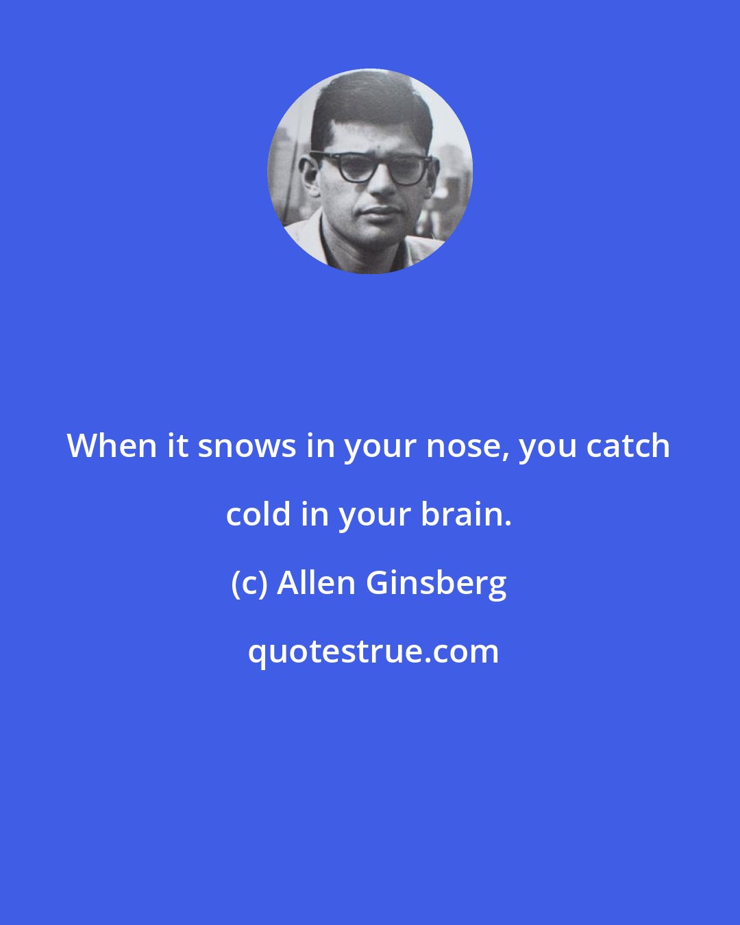 Allen Ginsberg: When it snows in your nose, you catch cold in your brain.