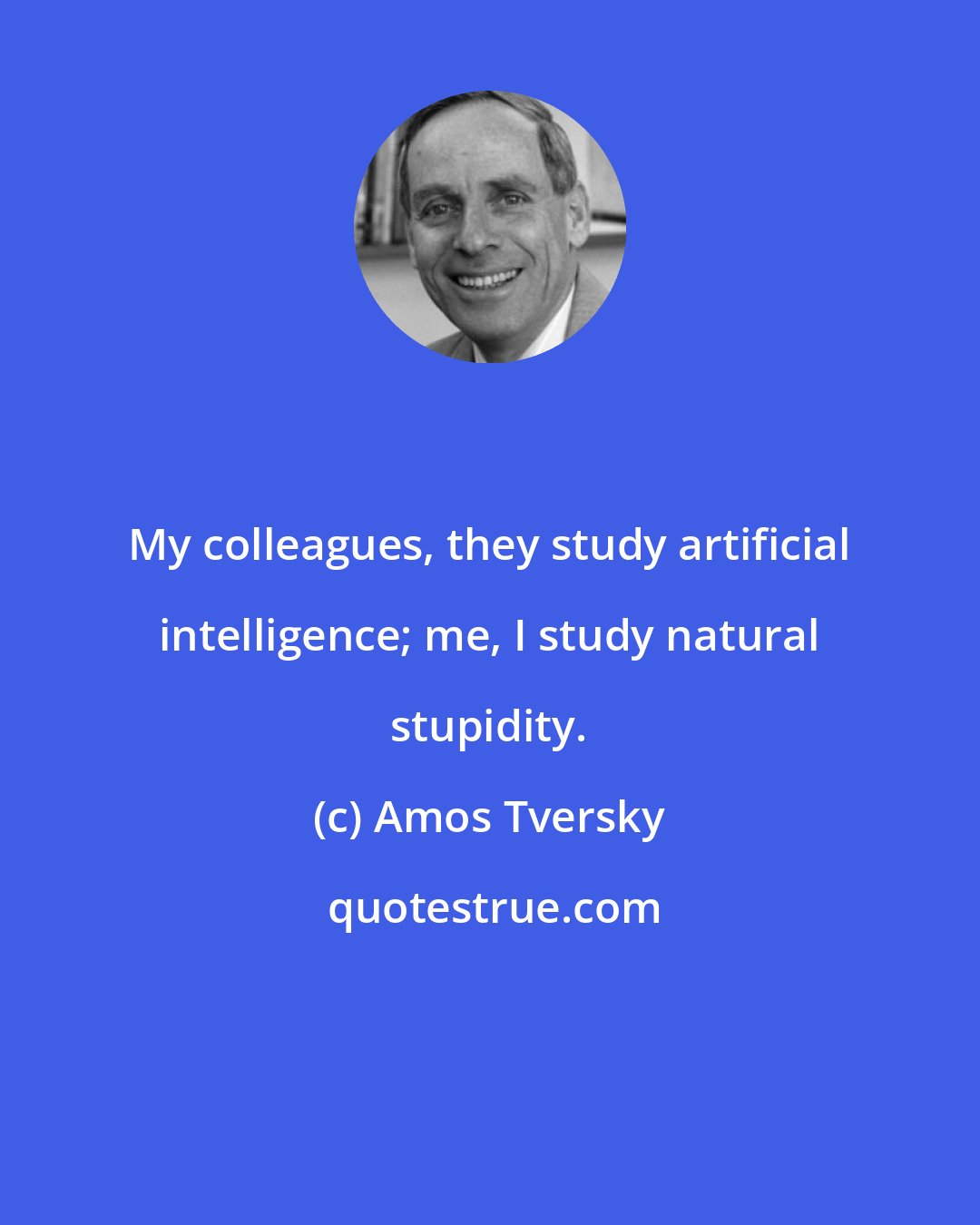 Amos Tversky: My colleagues, they study artificial intelligence; me, I study natural stupidity.