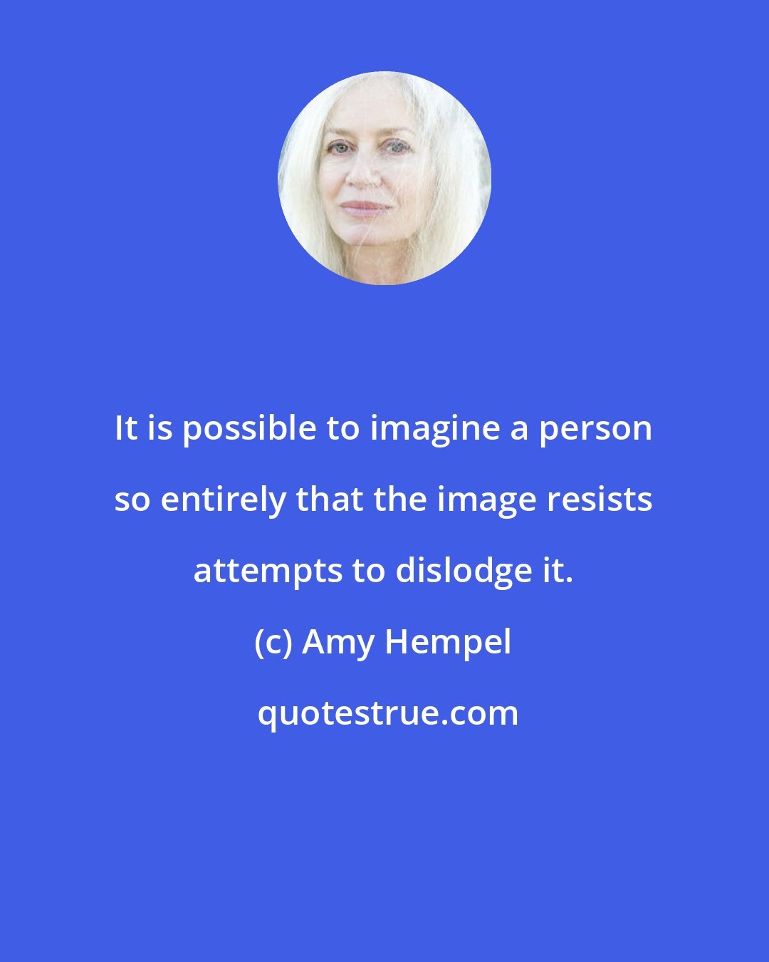 Amy Hempel: It is possible to imagine a person so entirely that the image resists attempts to dislodge it.