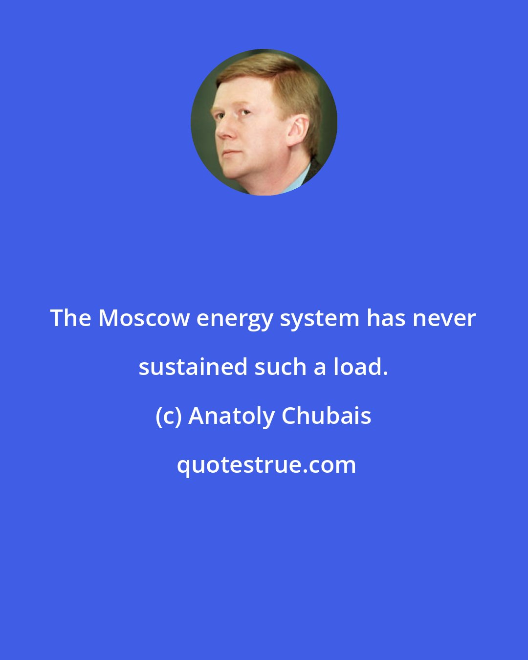 Anatoly Chubais: The Moscow energy system has never sustained such a load.