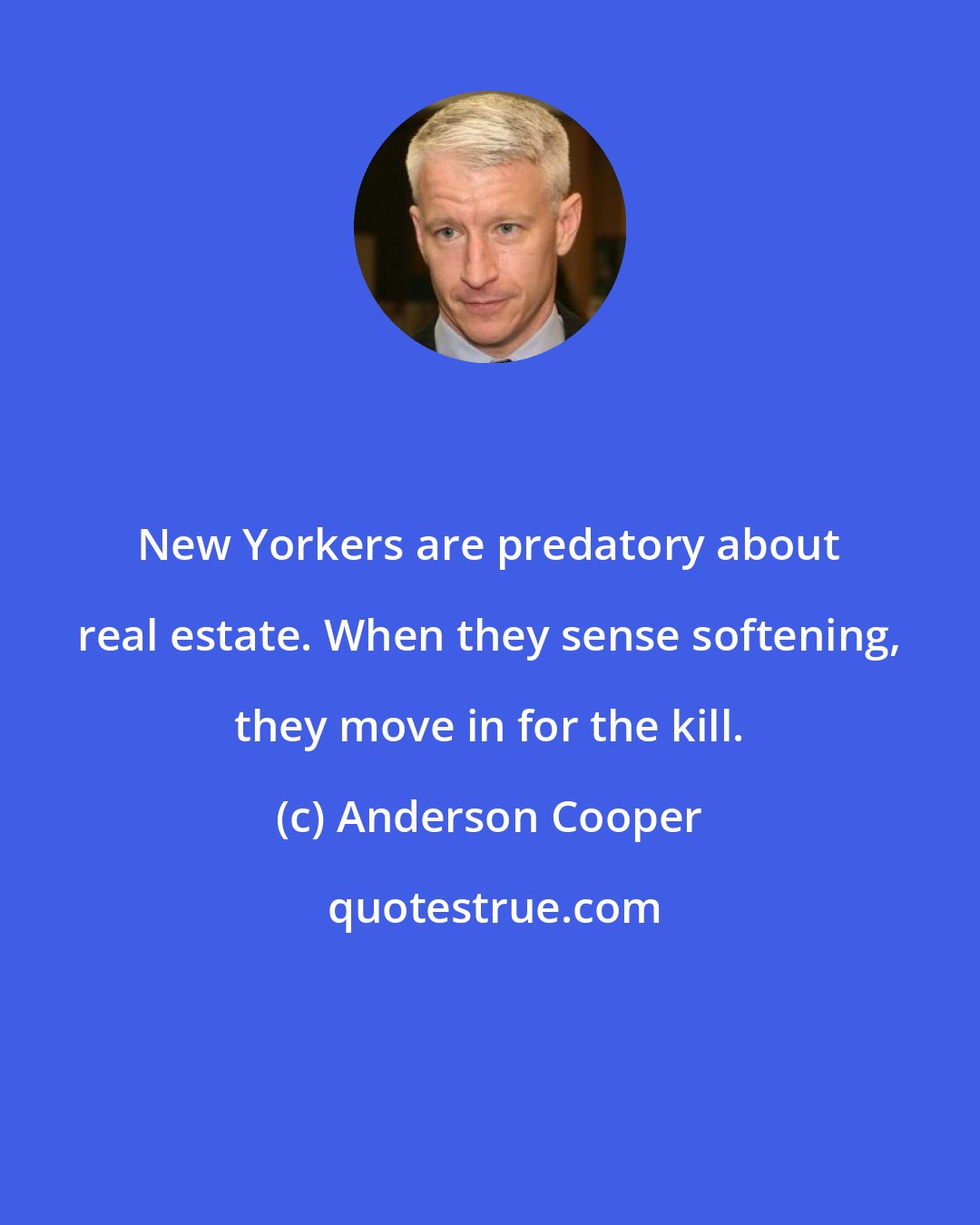 Anderson Cooper: New Yorkers are predatory about real estate. When they sense softening, they move in for the kill.