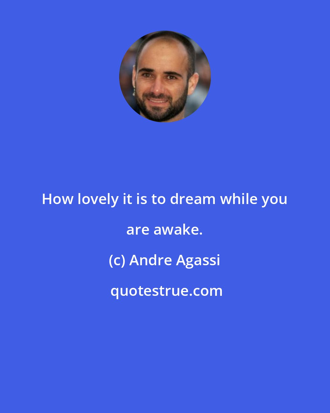 Andre Agassi: How lovely it is to dream while you are awake.