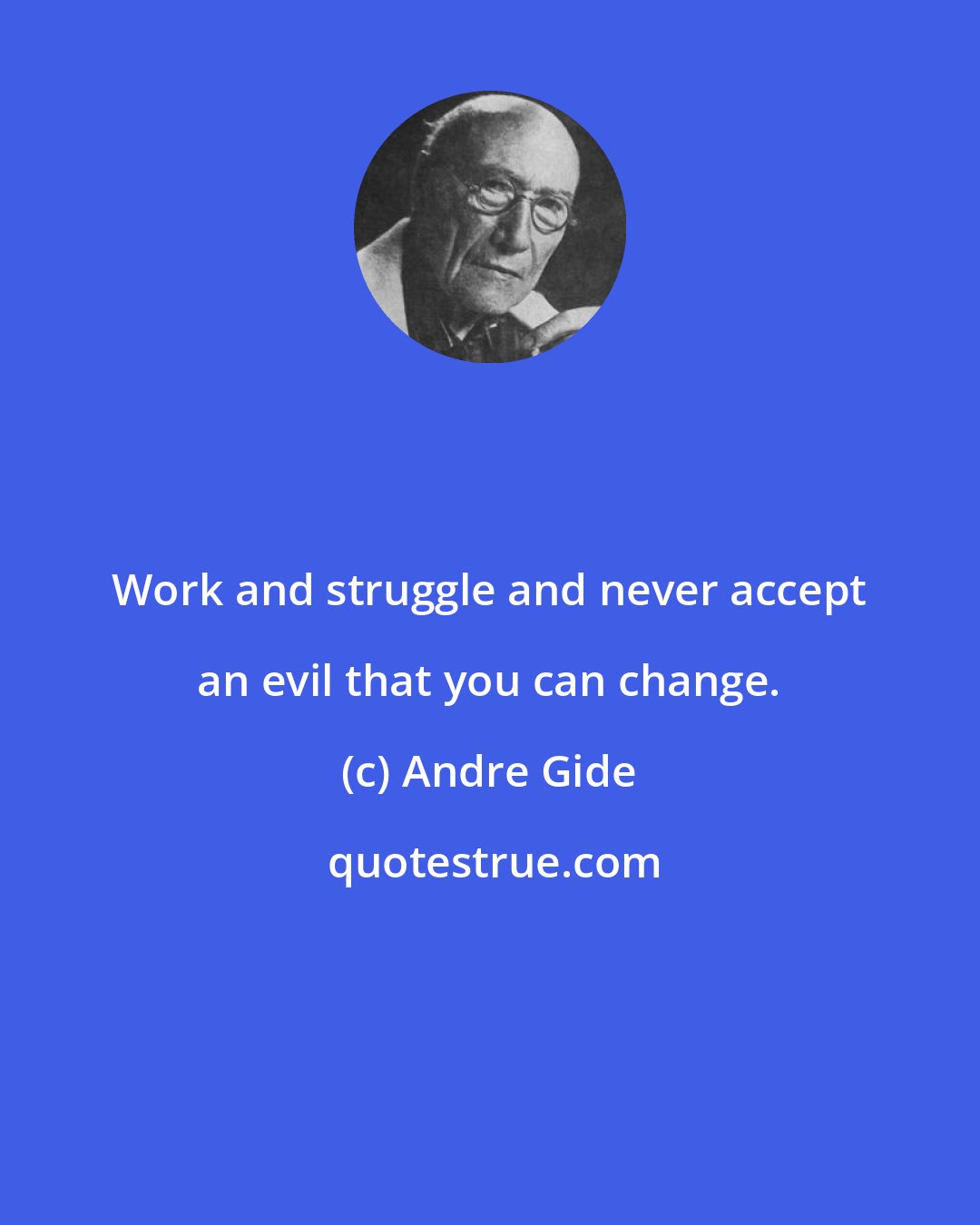 Andre Gide: Work and struggle and never accept an evil that you can change.