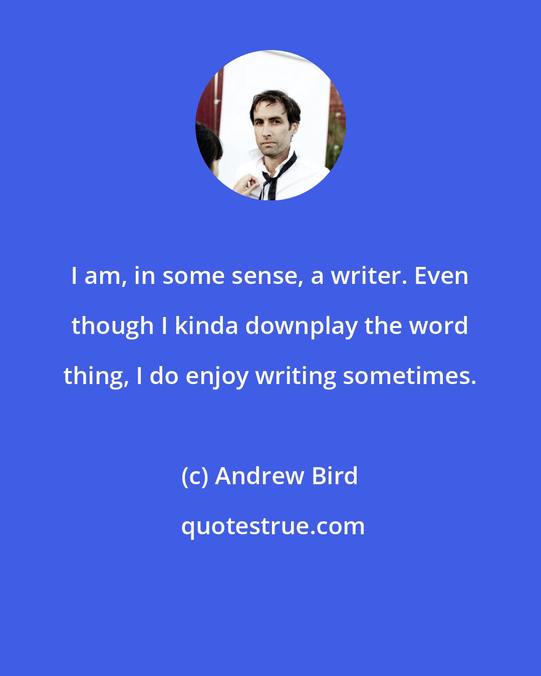 Andrew Bird: I am, in some sense, a writer. Even though I kinda downplay the word thing, I do enjoy writing sometimes.