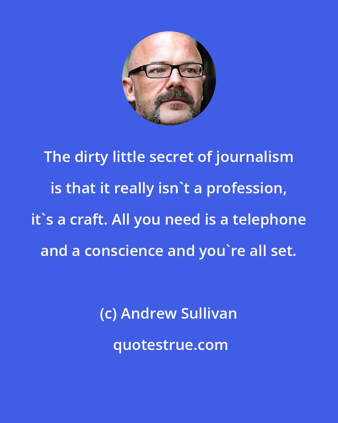 Andrew Sullivan: The dirty little secret of journalism is that it really isn't a profession, it's a craft. All you need is a telephone and a conscience and you're all set.