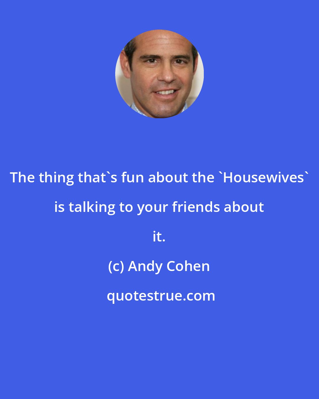 Andy Cohen: The thing that's fun about the 'Housewives' is talking to your friends about it.