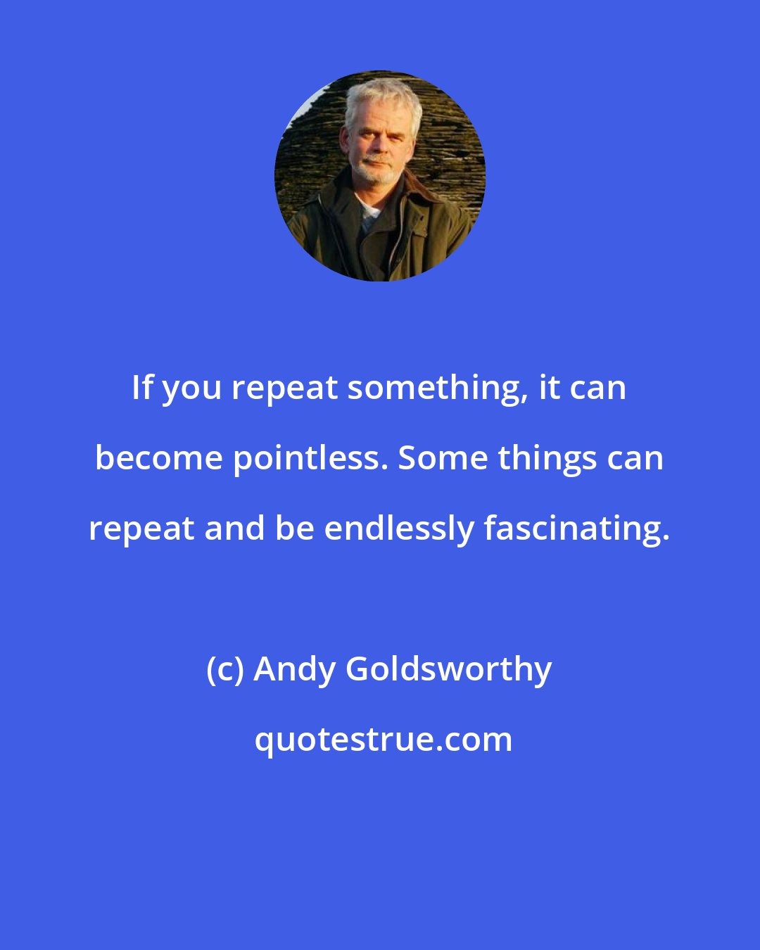 Andy Goldsworthy: If you repeat something, it can become pointless. Some things can repeat and be endlessly fascinating.