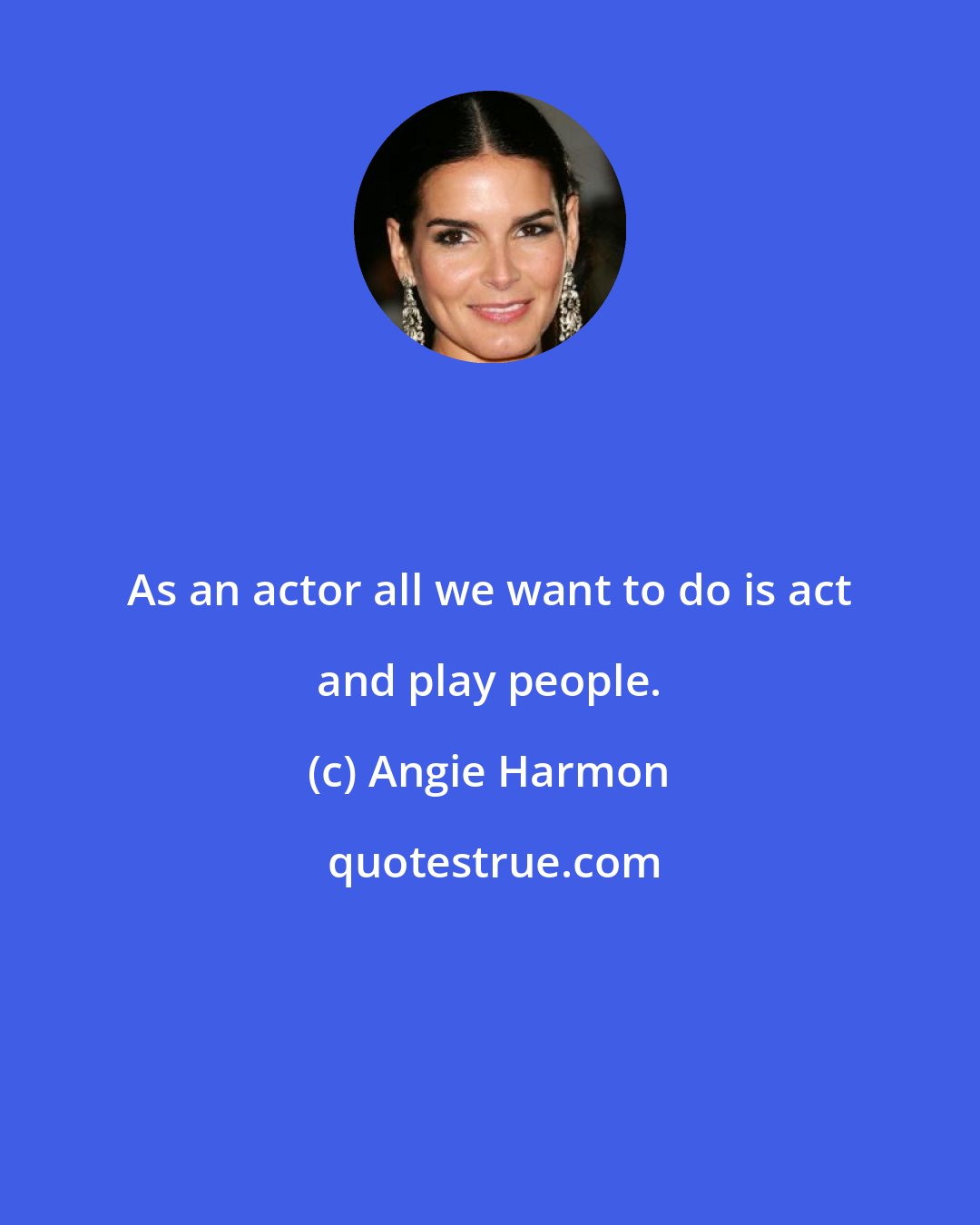 Angie Harmon: As an actor all we want to do is act and play people.