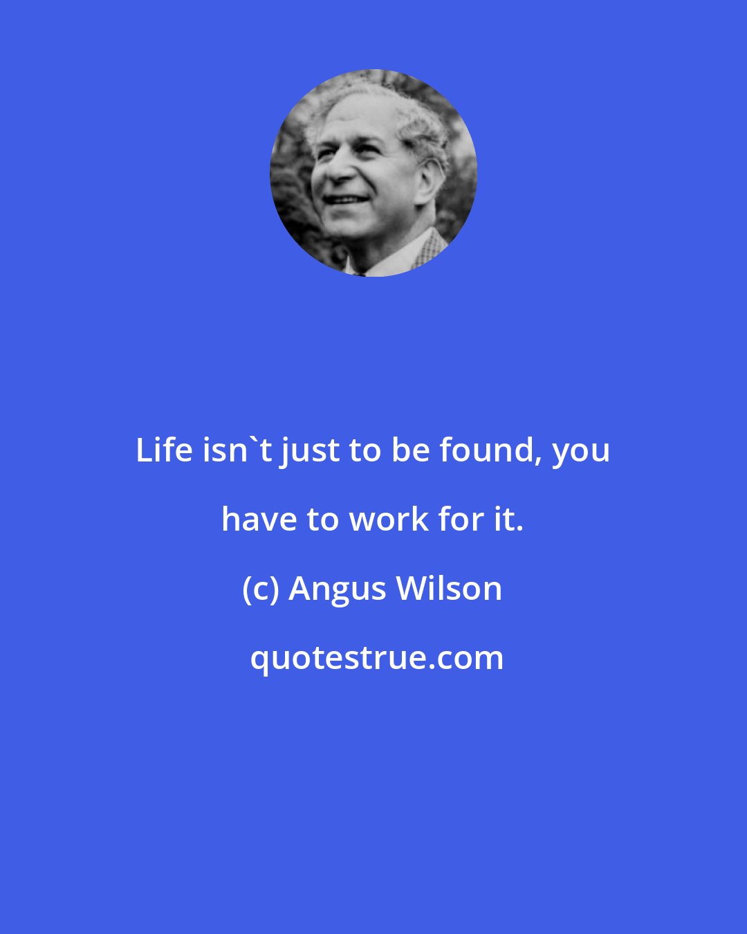 Angus Wilson: Life isn't just to be found, you have to work for it.
