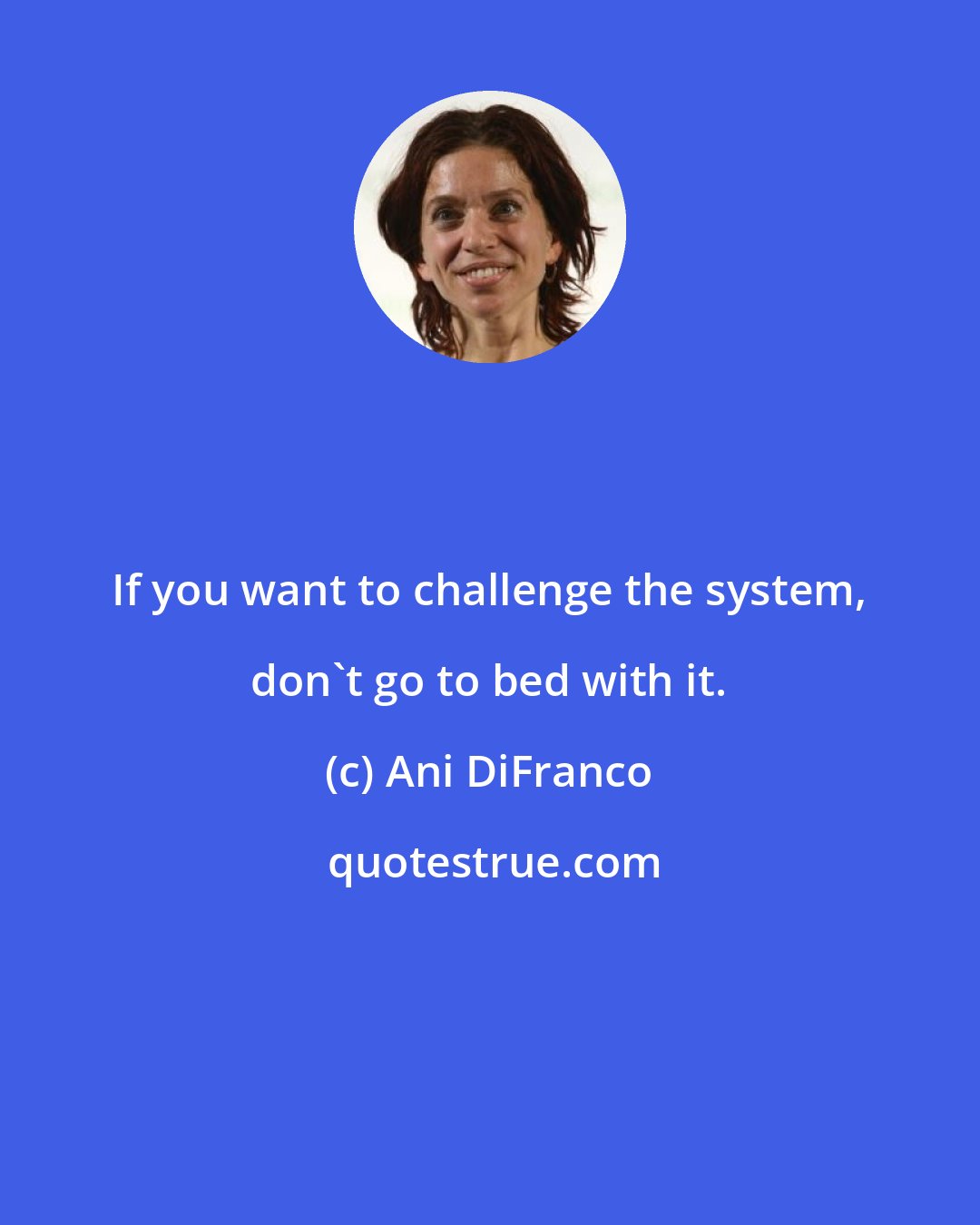 Ani DiFranco: If you want to challenge the system, don't go to bed with it.