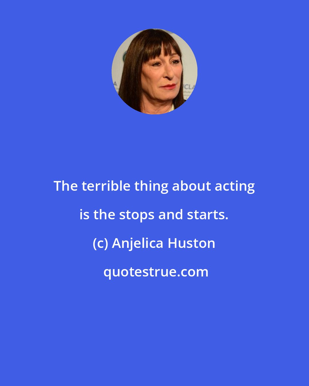 Anjelica Huston: The terrible thing about acting is the stops and starts.