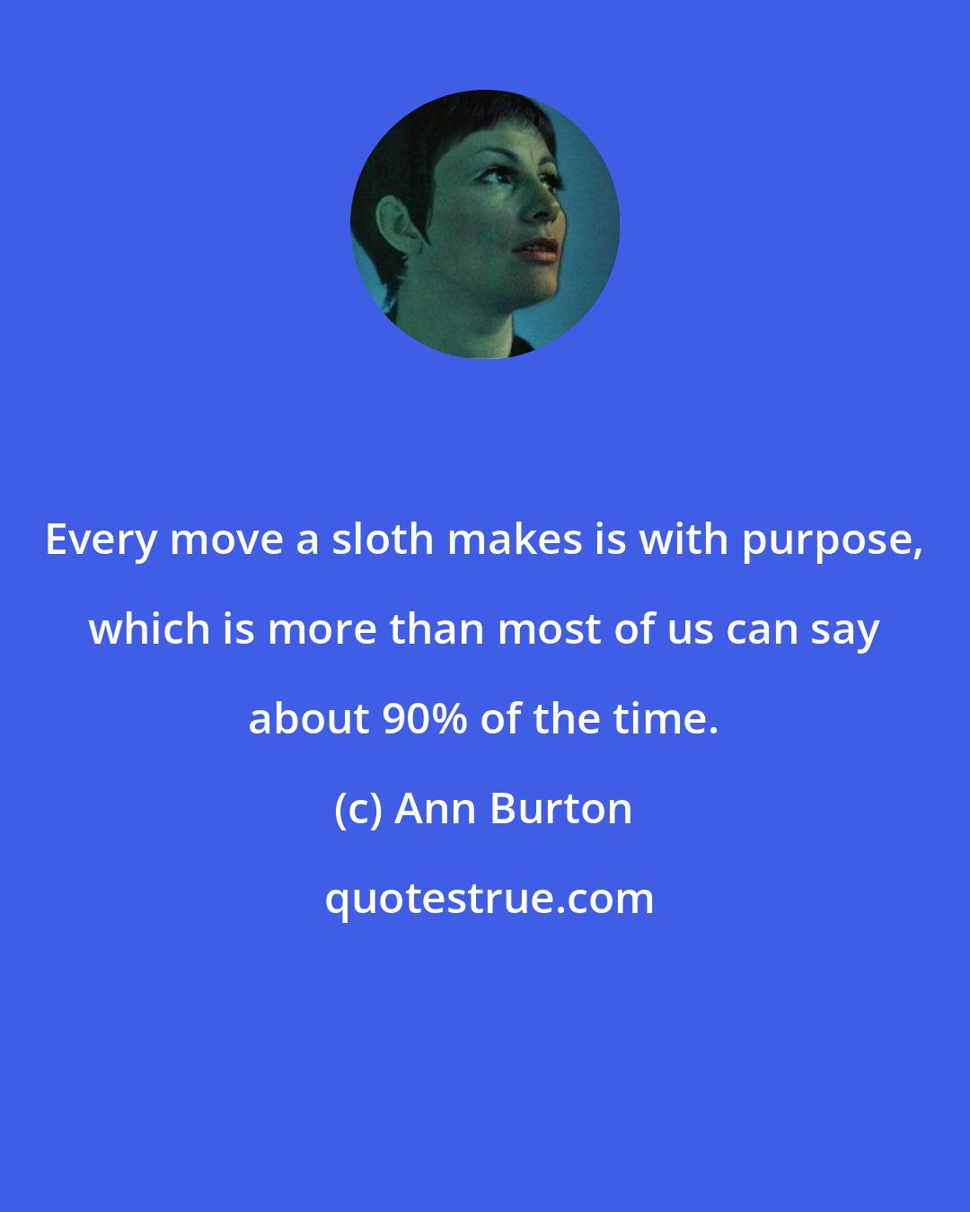 Ann Burton: Every move a sloth makes is with purpose, which is more than most of us can say about 90% of the time.
