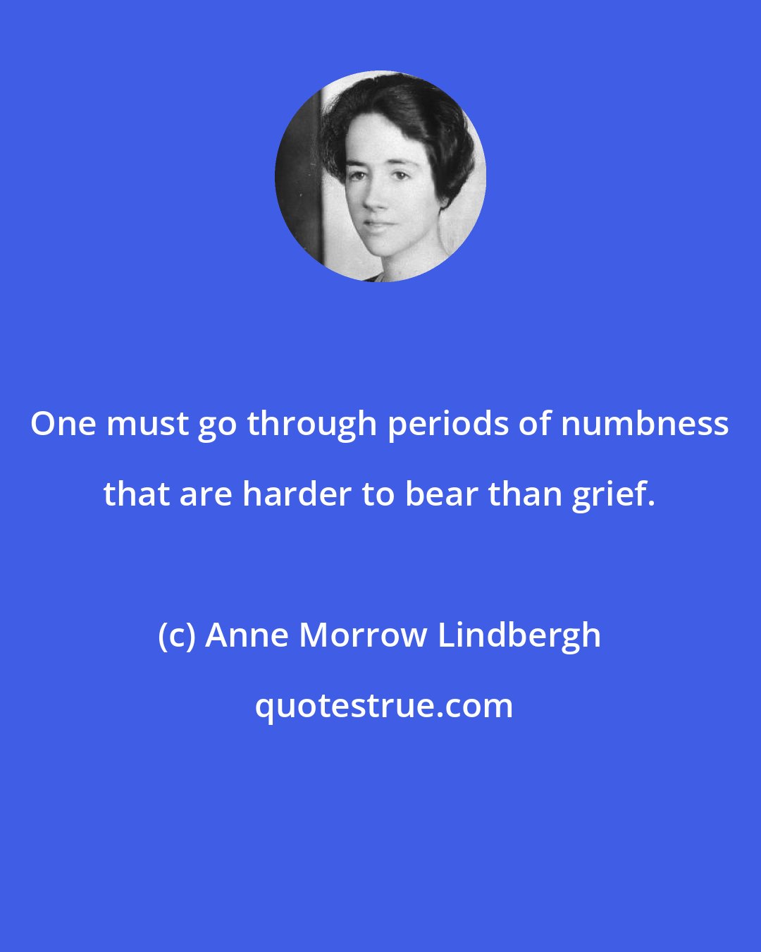 Anne Morrow Lindbergh: One must go through periods of numbness that are harder to bear than grief.