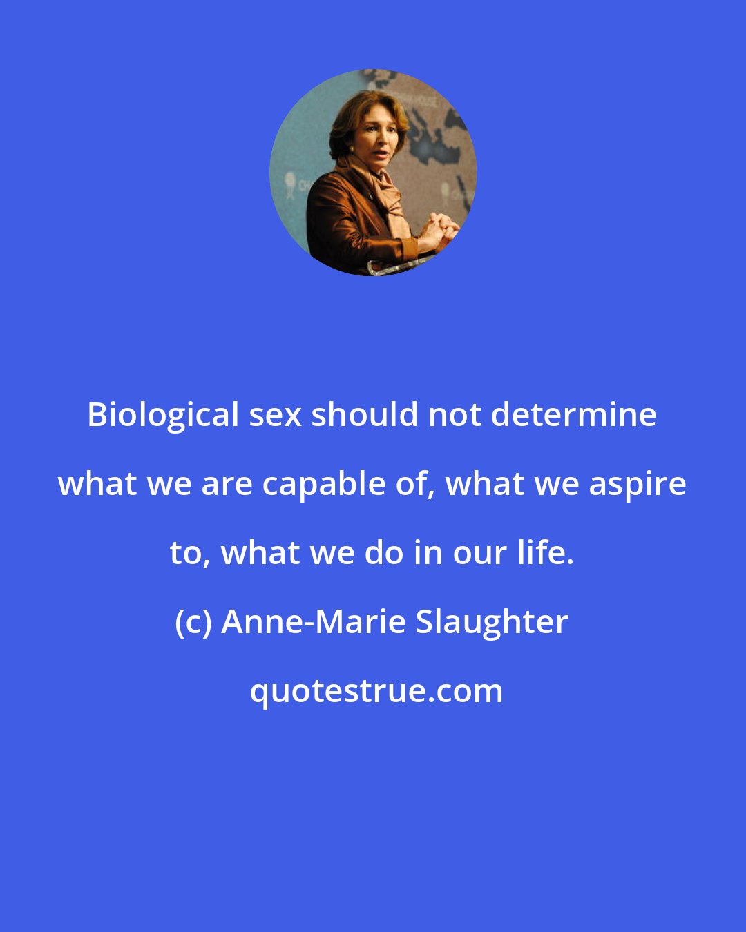 Anne-Marie Slaughter: Biological sex should not determine what we are capable of, what we aspire to, what we do in our life.