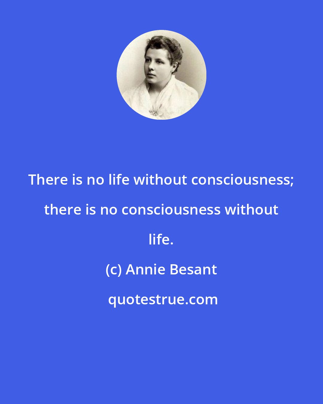 Annie Besant: There is no life without consciousness; there is no consciousness without life.