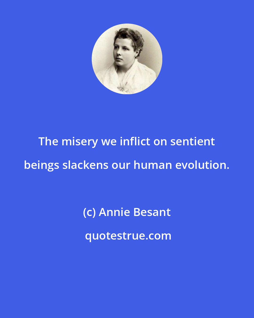 Annie Besant: The misery we inflict on sentient beings slackens our human evolution.