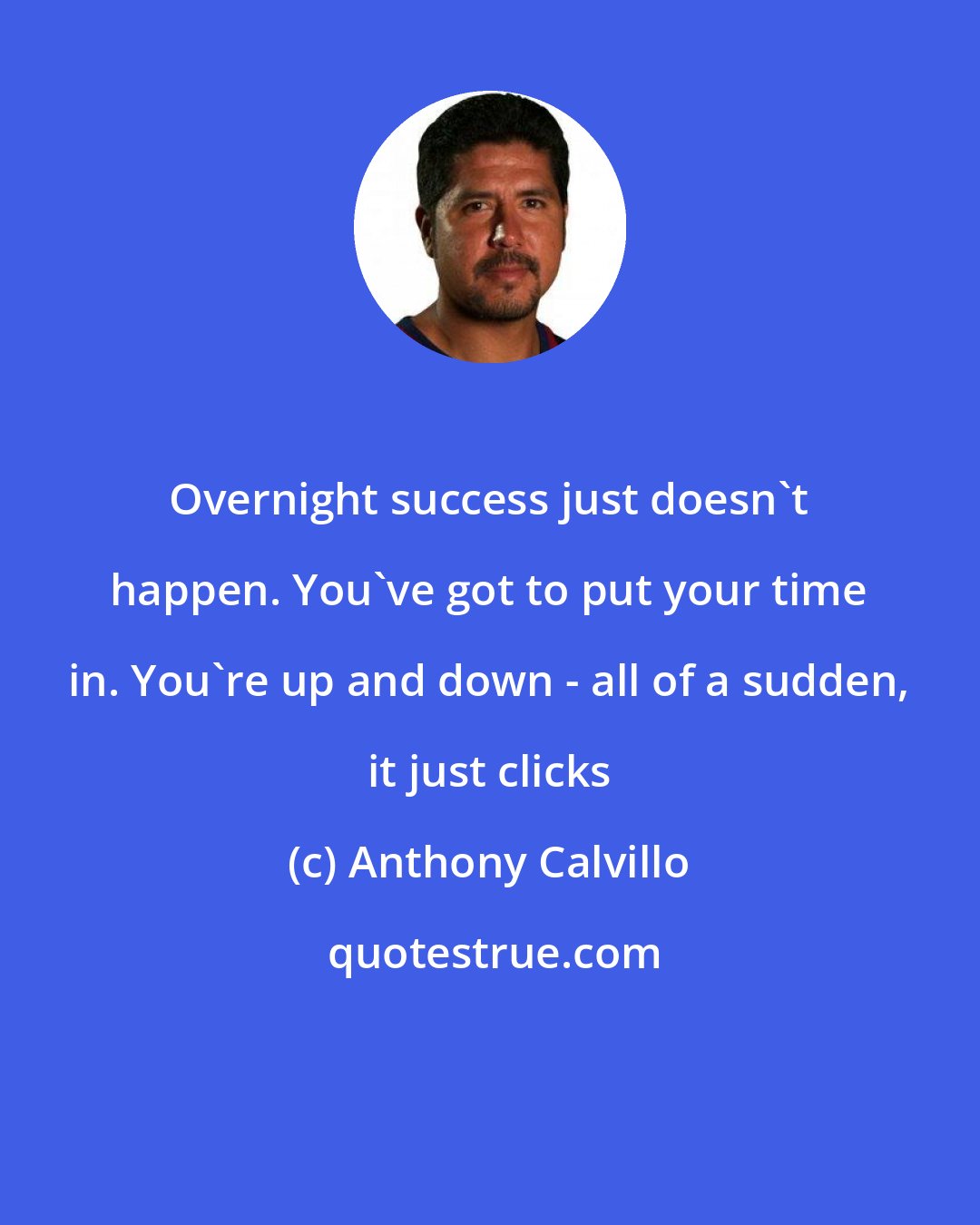 Anthony Calvillo: Overnight success just doesn't happen. You've got to put your time in. You're up and down - all of a sudden, it just clicks
