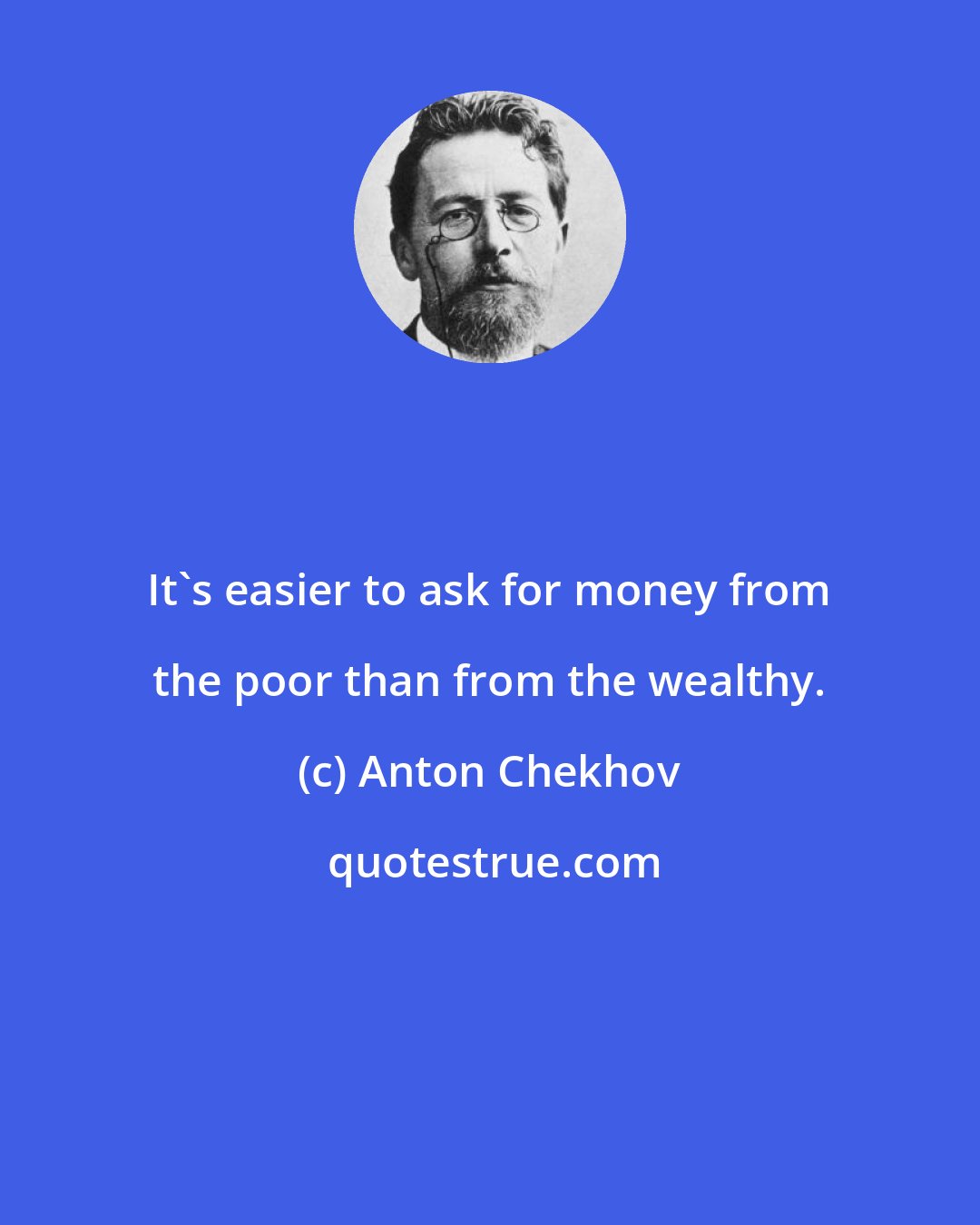 Anton Chekhov: It's easier to ask for money from the poor than from the wealthy.