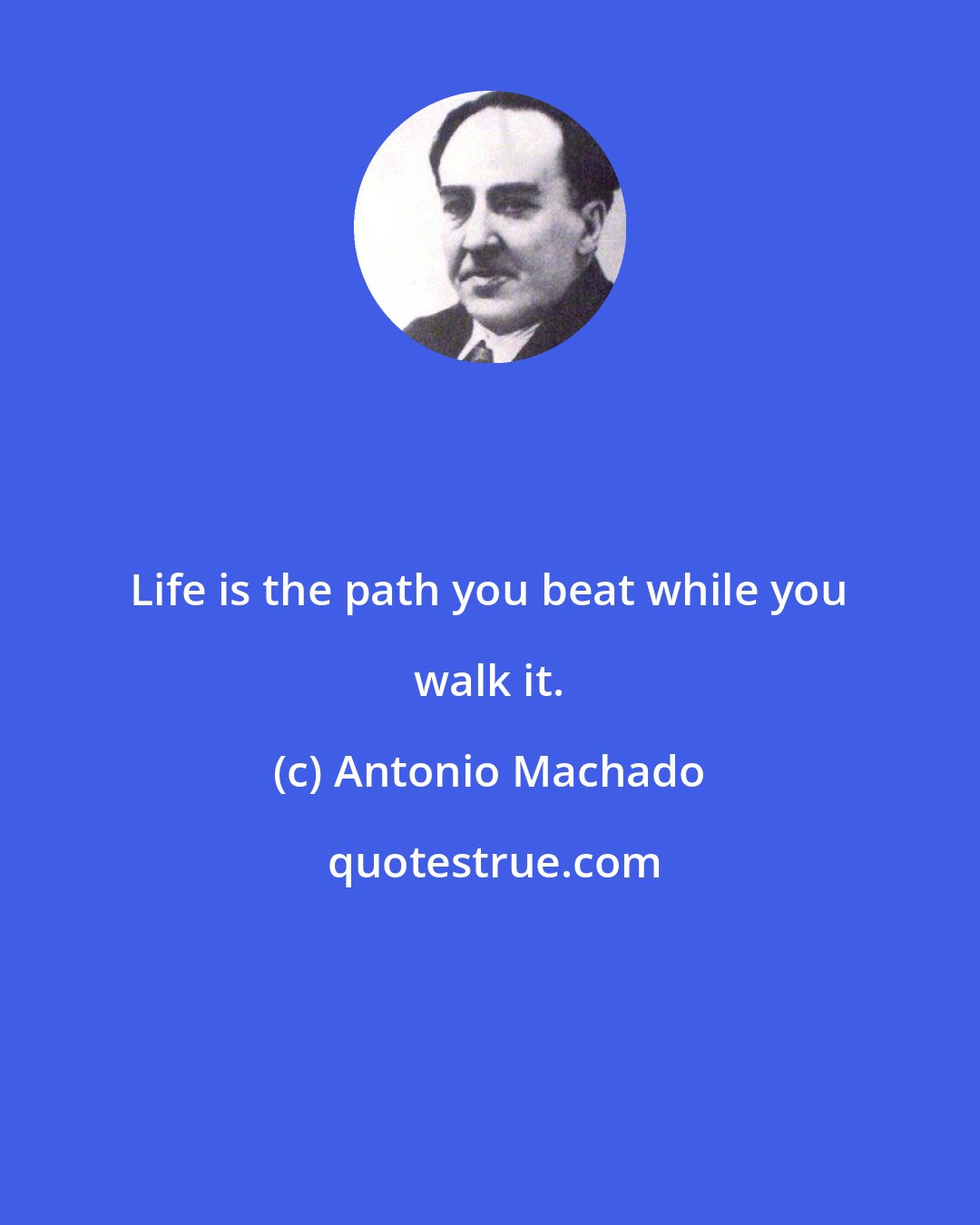 Antonio Machado: Life is the path you beat while you walk it.