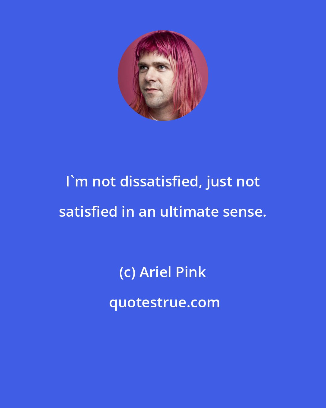 Ariel Pink: I'm not dissatisfied, just not satisfied in an ultimate sense.