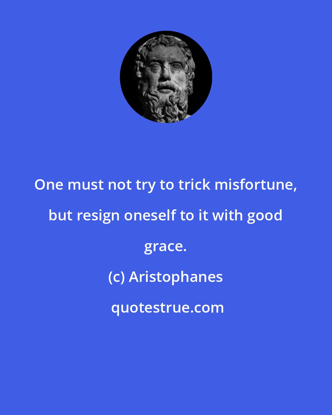 Aristophanes: One must not try to trick misfortune, but resign oneself to it with good grace.