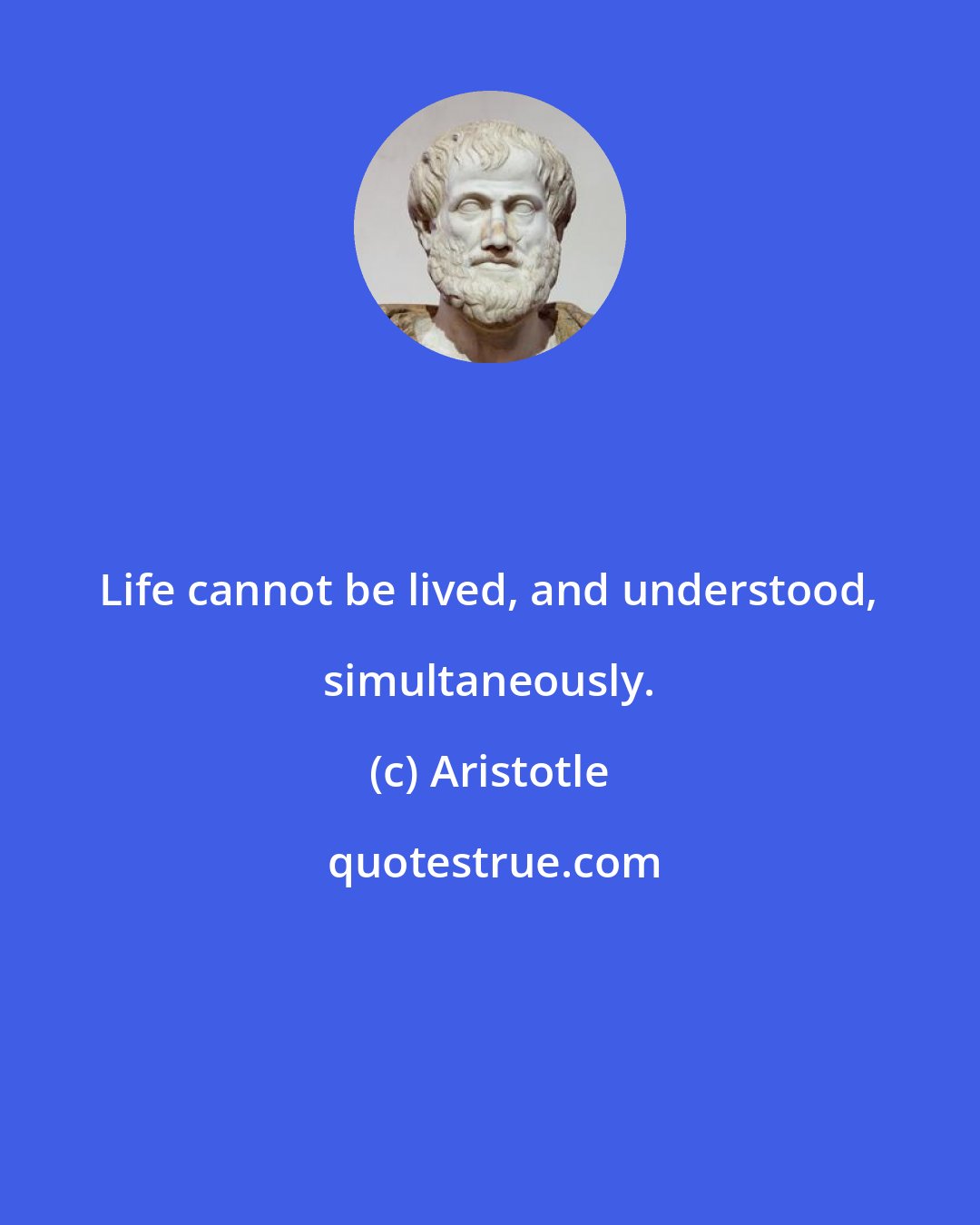 Aristotle: Life cannot be lived, and understood, simultaneously.