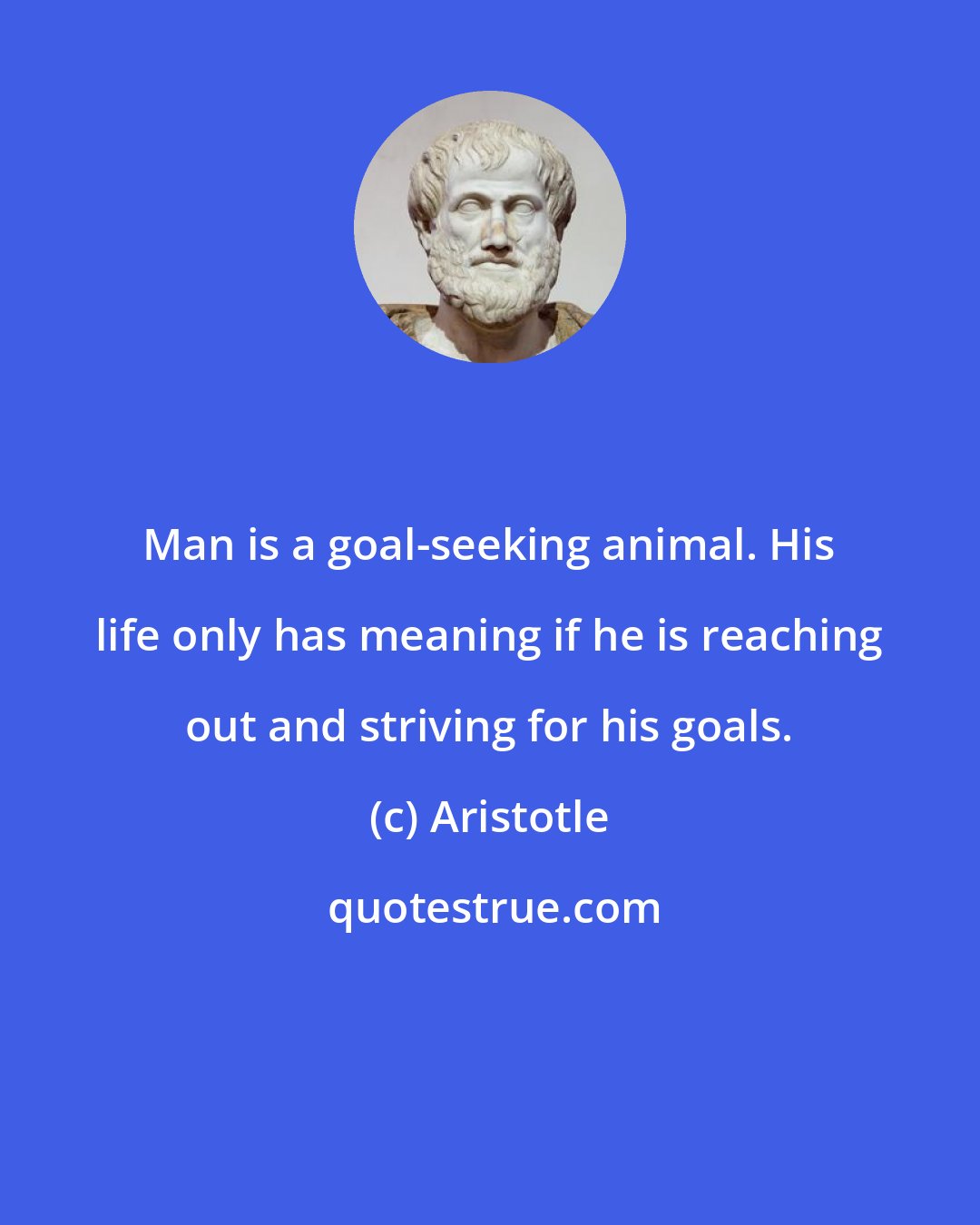 Aristotle: Man is a goal-seeking animal. His life only has meaning if he is reaching out and striving for his goals.