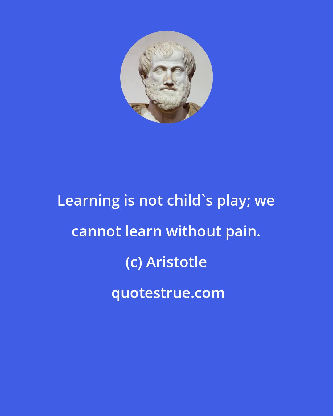 Aristotle: Learning is not child's play; we cannot learn without pain.