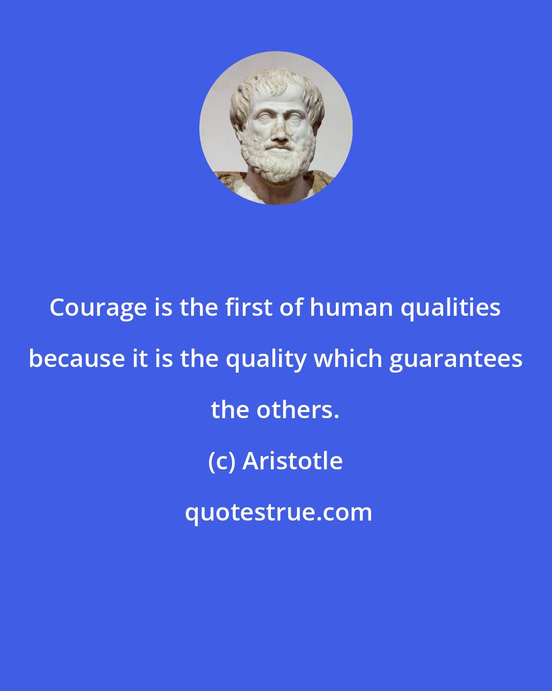 Aristotle: Courage is the first of human qualities because it is the quality which guarantees the others.