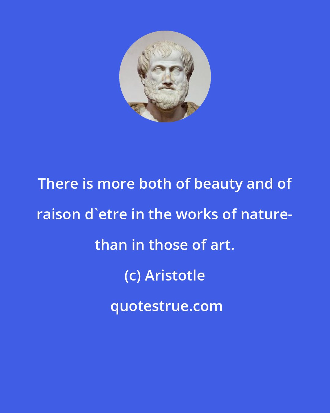 Aristotle: There is more both of beauty and of raison d'etre in the works of nature- than in those of art.