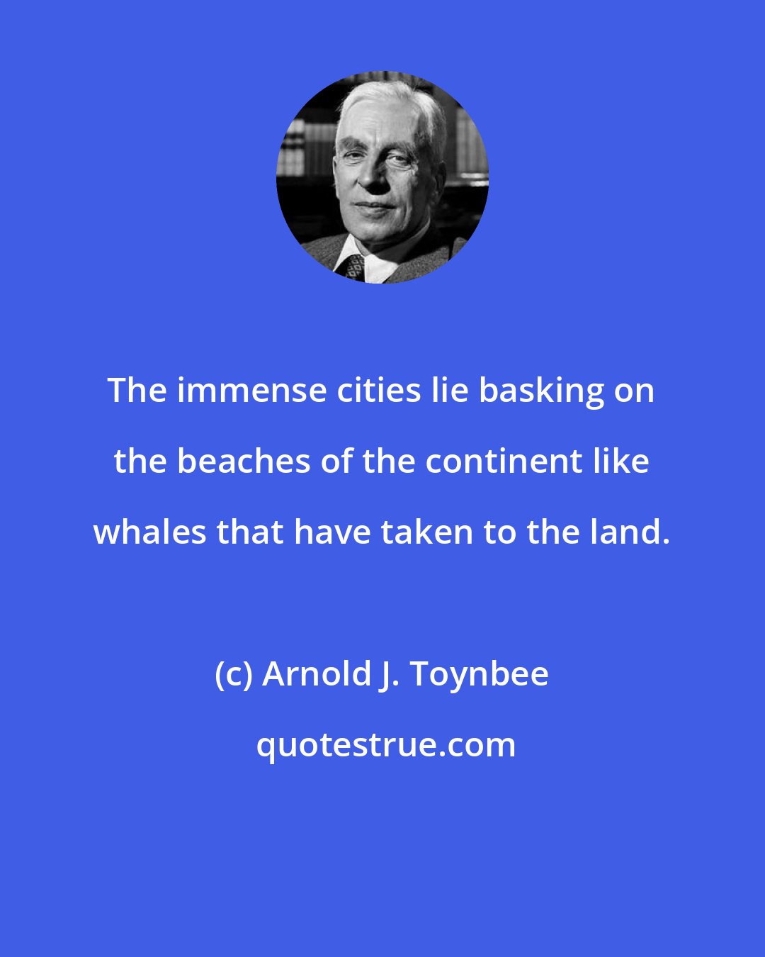 Arnold J. Toynbee: The immense cities lie basking on the beaches of the continent like whales that have taken to the land.