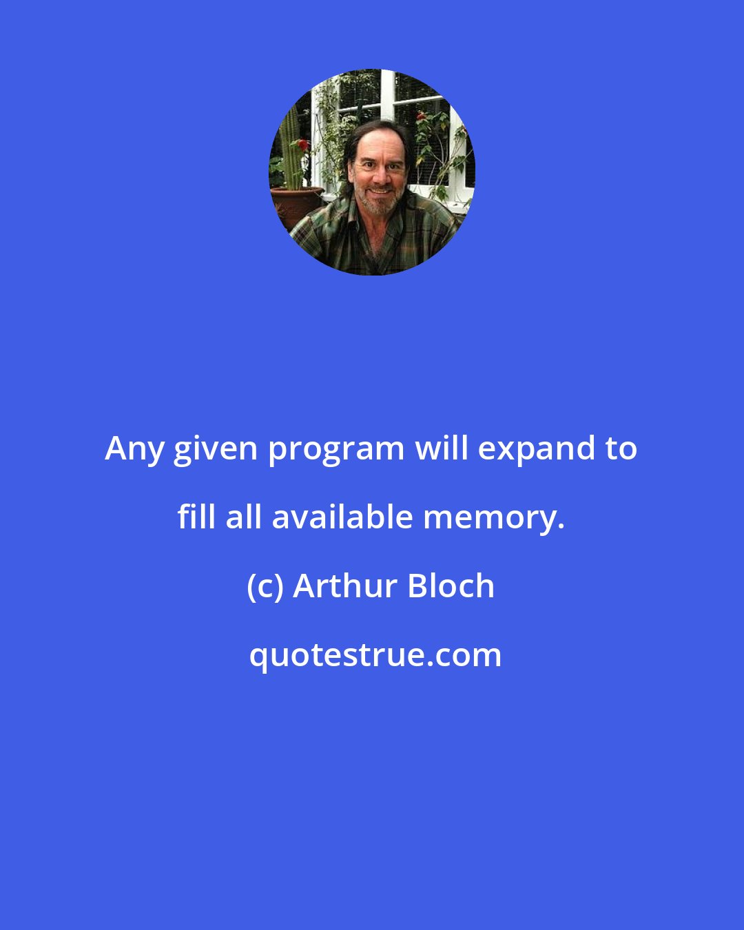 Arthur Bloch: Any given program will expand to fill all available memory.