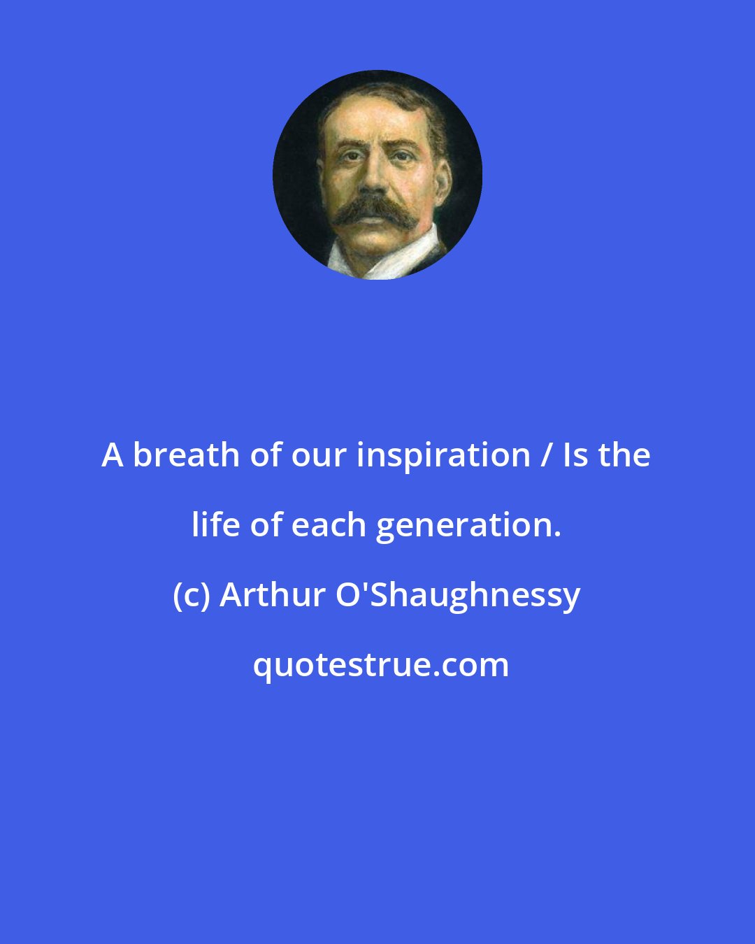 Arthur O'Shaughnessy: A breath of our inspiration / Is the life of each generation.