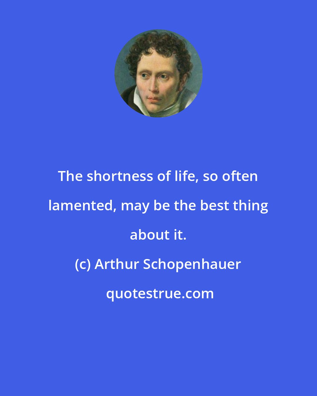 Arthur Schopenhauer: The shortness of life, so often lamented, may be the best thing about it.