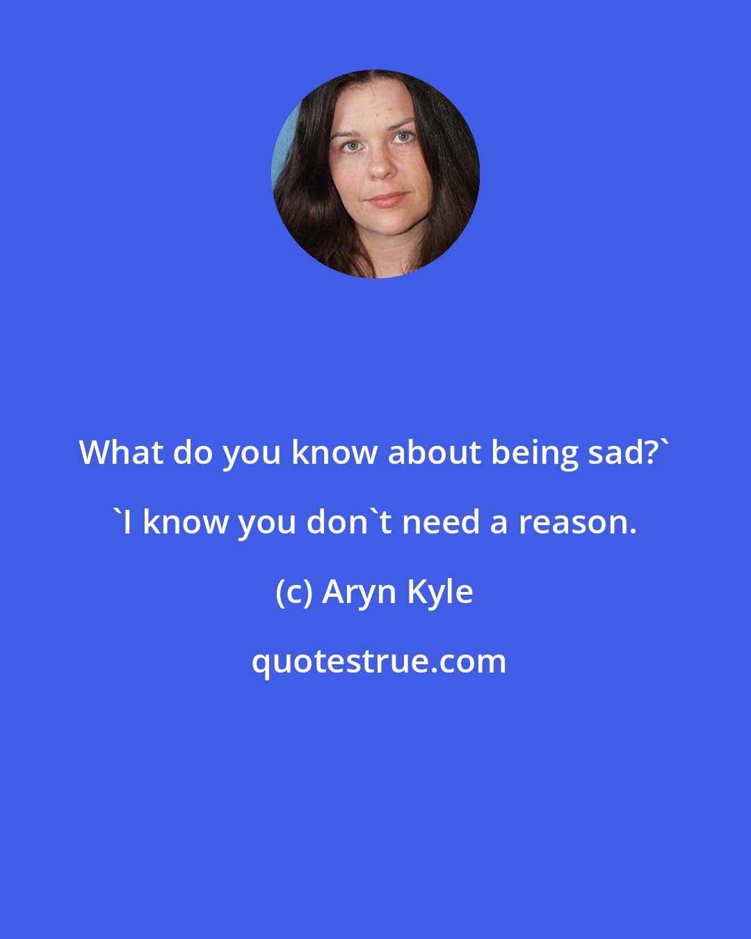 Aryn Kyle: What do you know about being sad?' 'I know you don't need a reason.