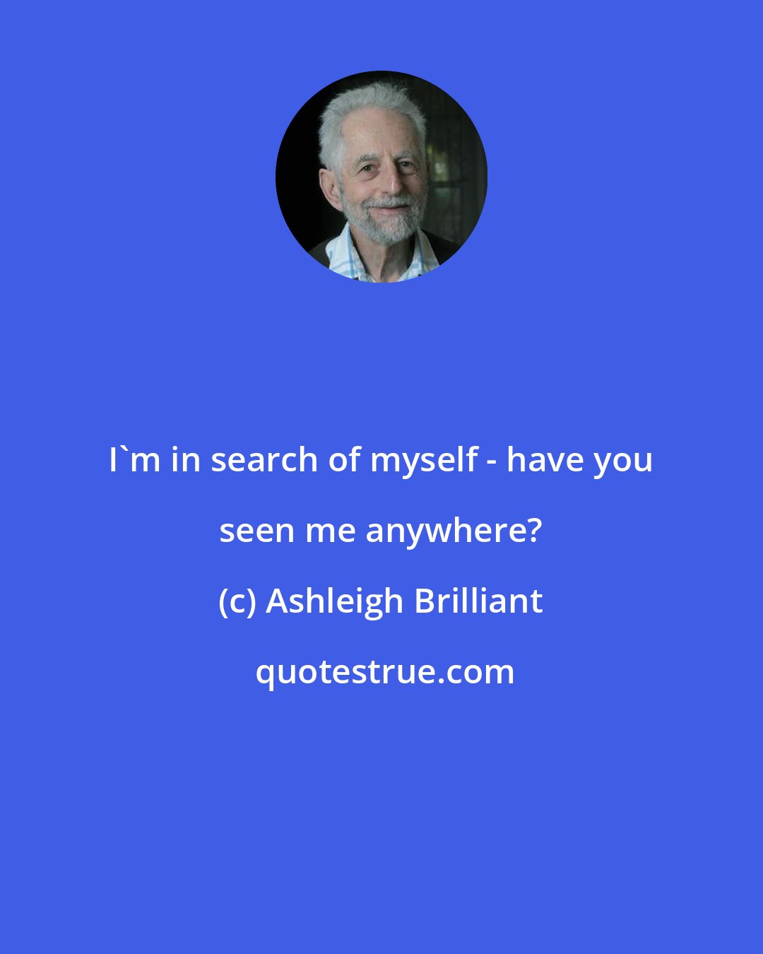 Ashleigh Brilliant: I'm in search of myself - have you seen me anywhere?