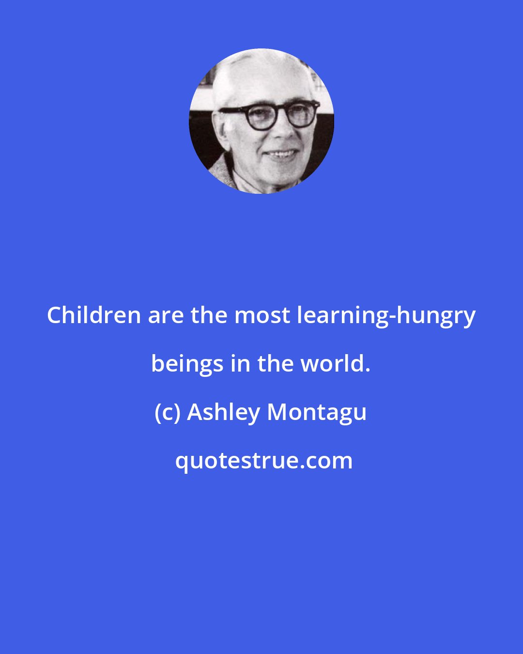Ashley Montagu: Children are the most learning-hungry beings in the world.