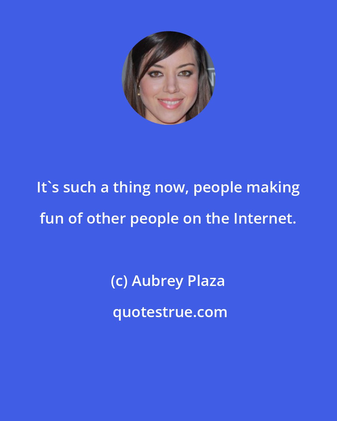 Aubrey Plaza: It's such a thing now, people making fun of other people on the Internet.