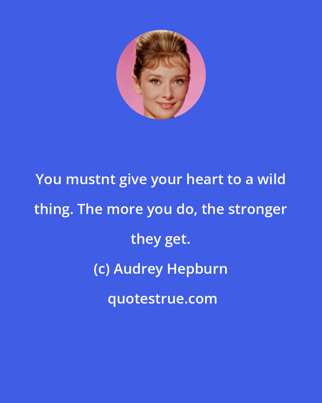 Audrey Hepburn: You mustnt give your heart to a wild thing. The more you do, the stronger they get.