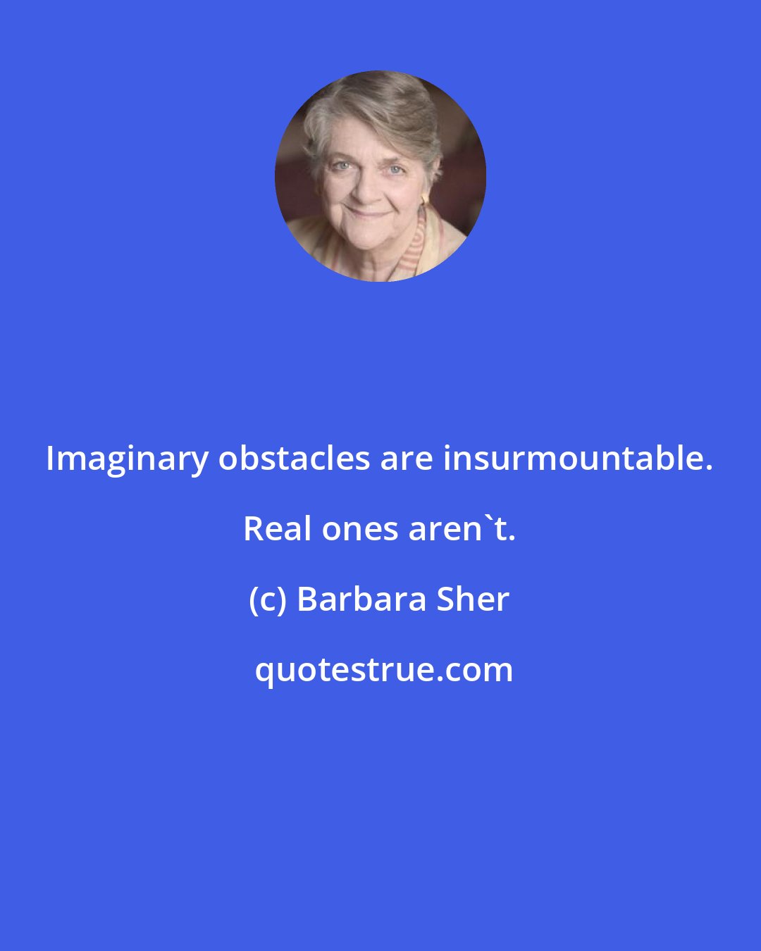 Barbara Sher: Imaginary obstacles are insurmountable. Real ones aren't.