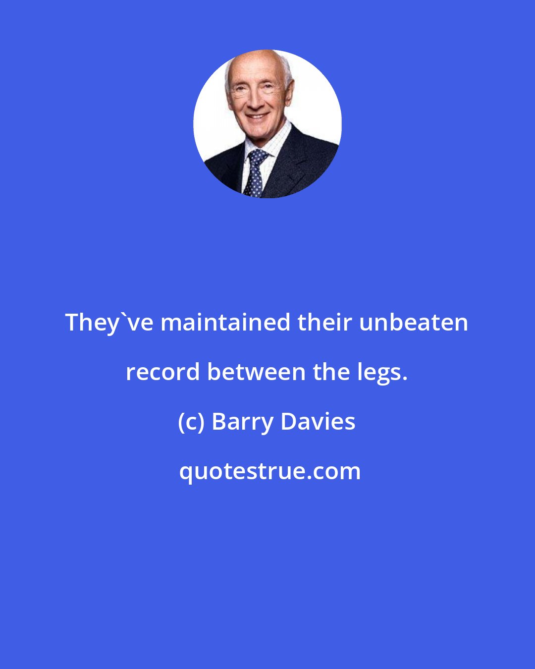Barry Davies: They've maintained their unbeaten record between the legs.