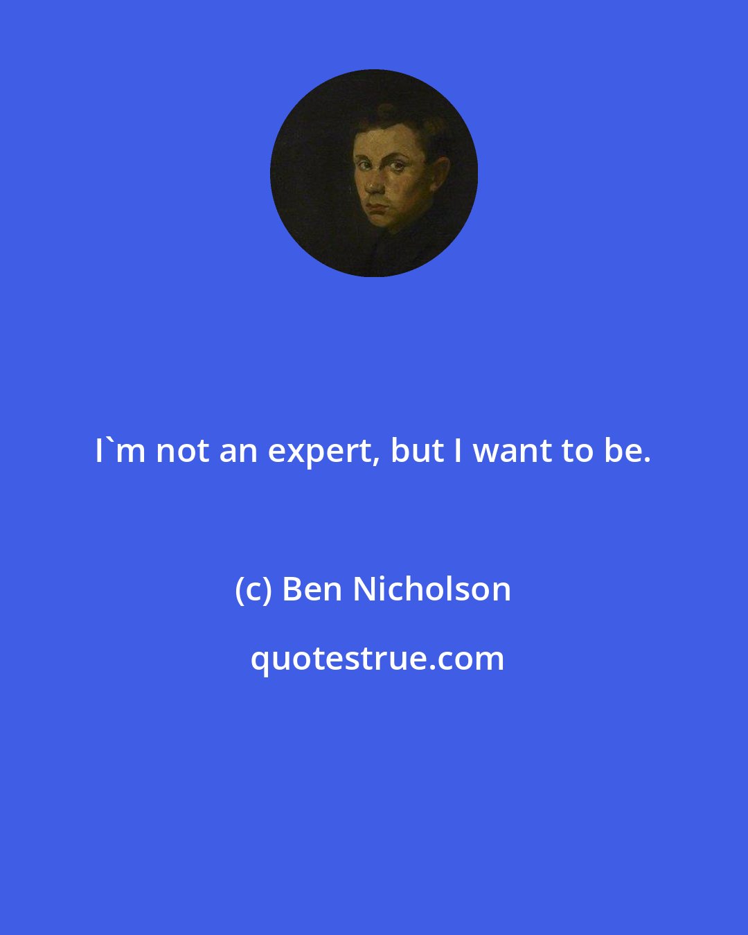 Ben Nicholson: I'm not an expert, but I want to be.